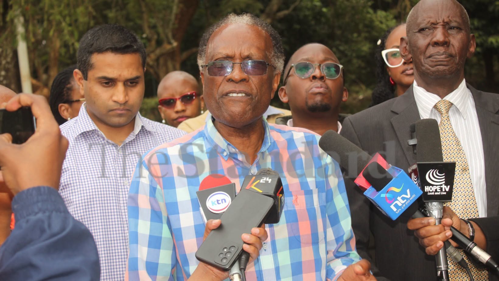 Professor Karanja Njoroge leading a press briefing in Nairobi